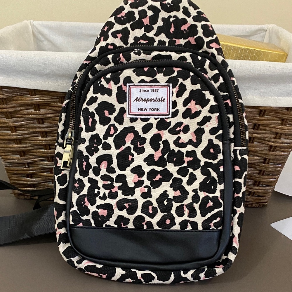 Aeropostale Black and Pink Patterned Backpack